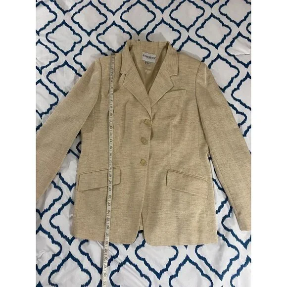 Vintage John Meyer Of Norwhich Women's Beige Blazer - 14 - Picture 5 of 12